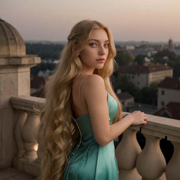 Hair down, sun setti