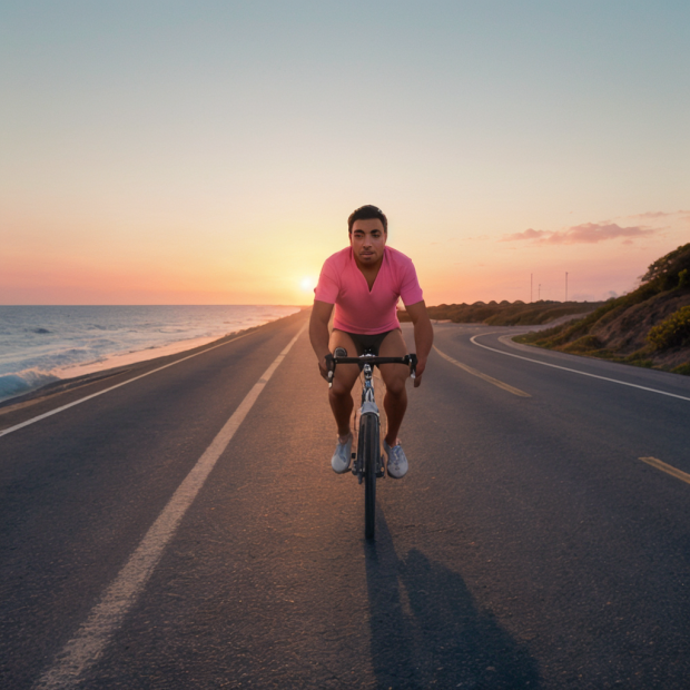 Sunset ride, wind in
